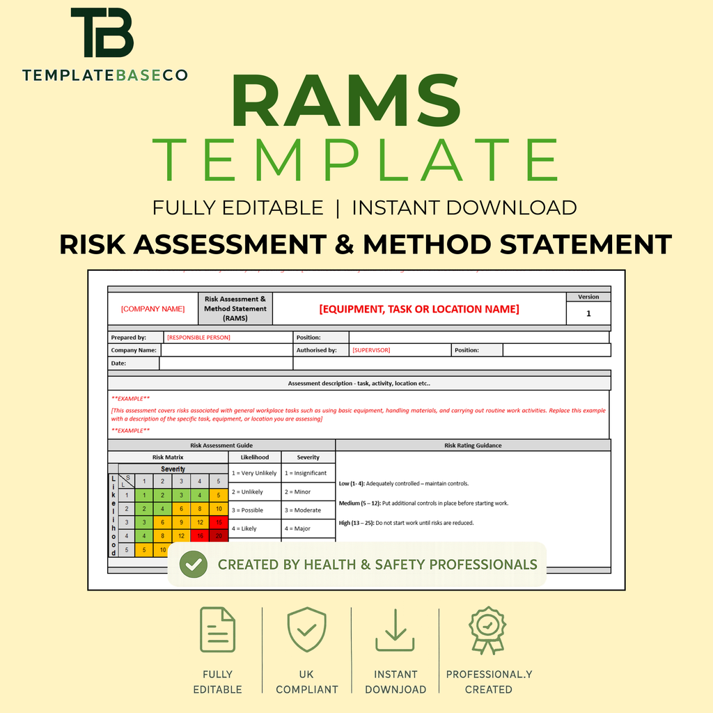 RAMS - Risk Assessment Method Statement Template