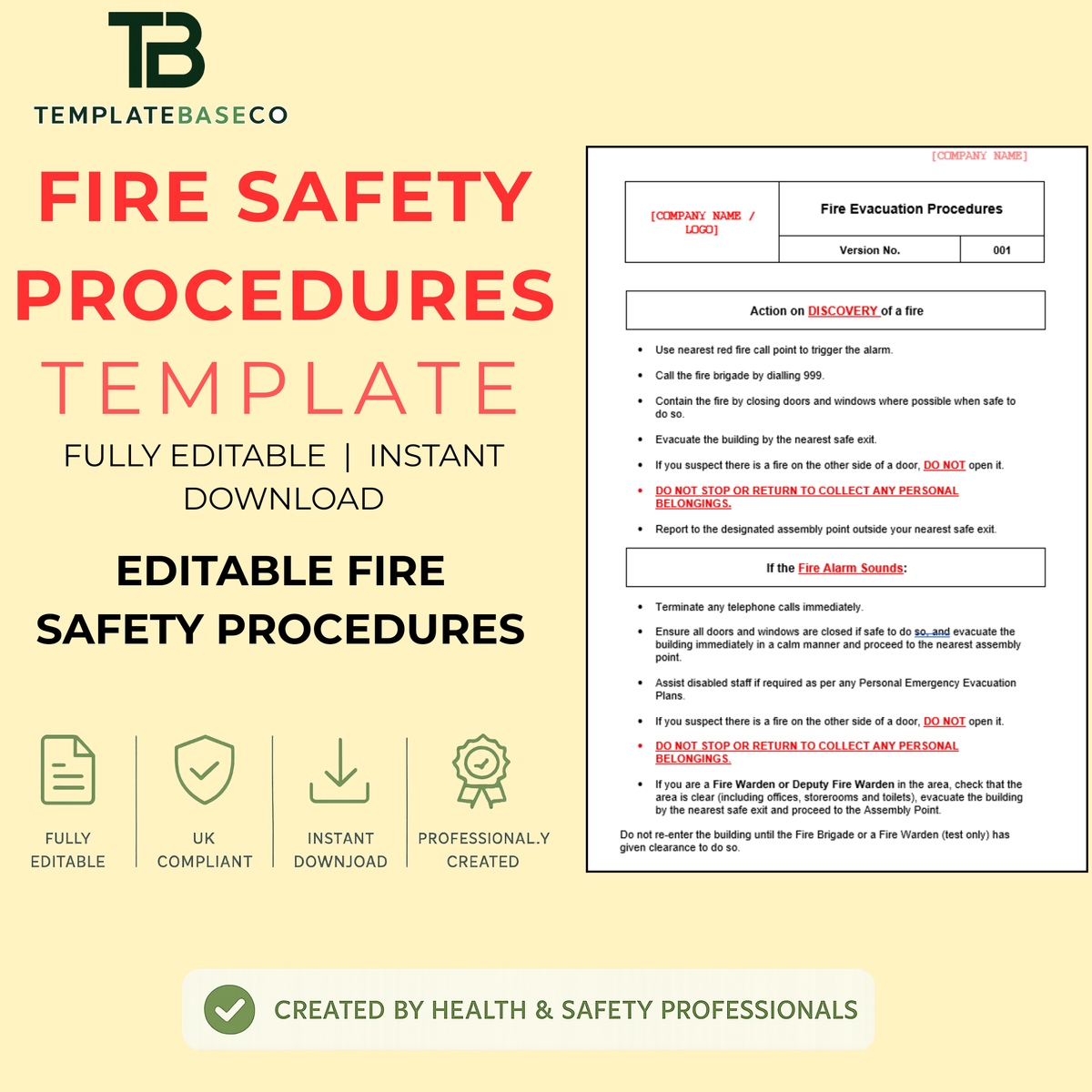 Fire Safety Procedures Template