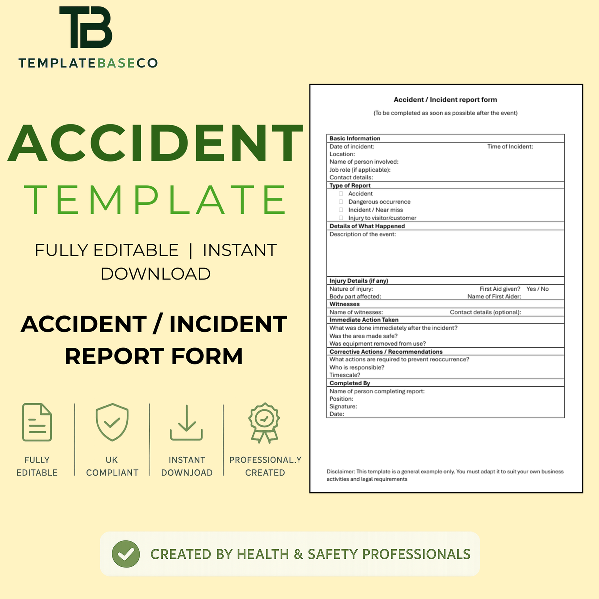 Accident/Incident Report Form Template