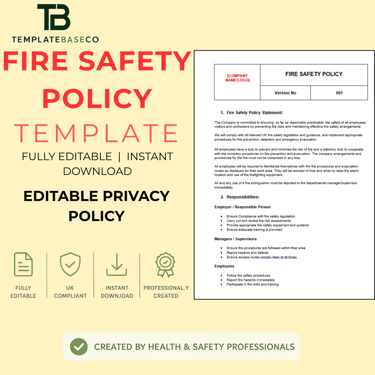 Fire Safety Policy Template