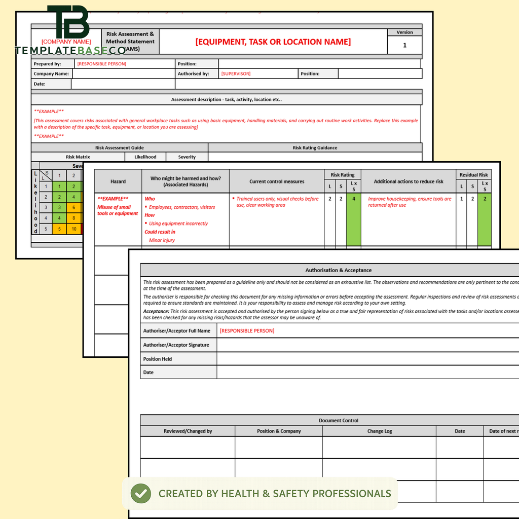 RAMS - Risk Assessment Method Statement Template
