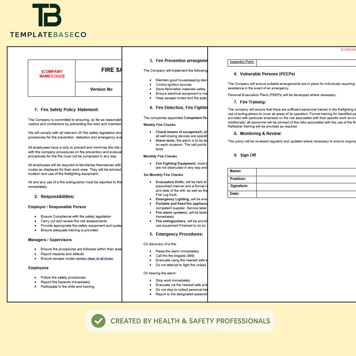 Fire Safety Policy Template