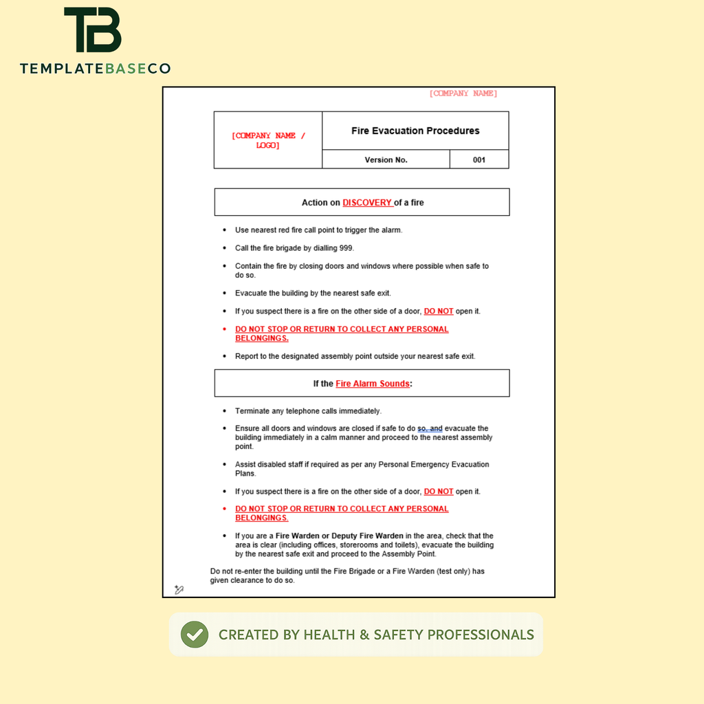 Fire Safety Procedures Template