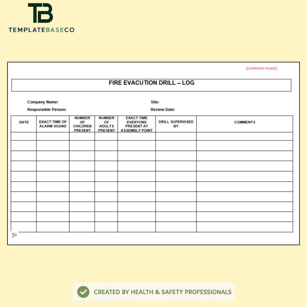 Fire Evacuation Test Log