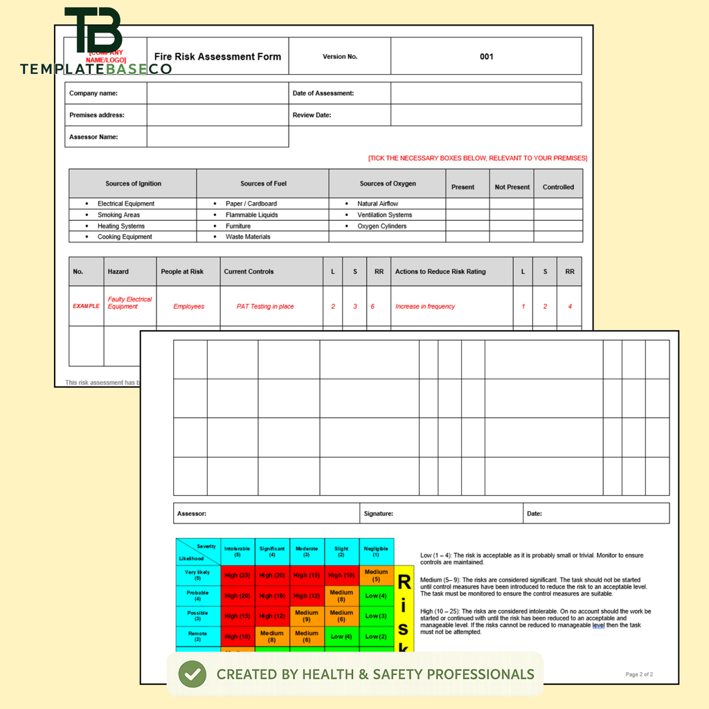 Fire Risk Assessment Template