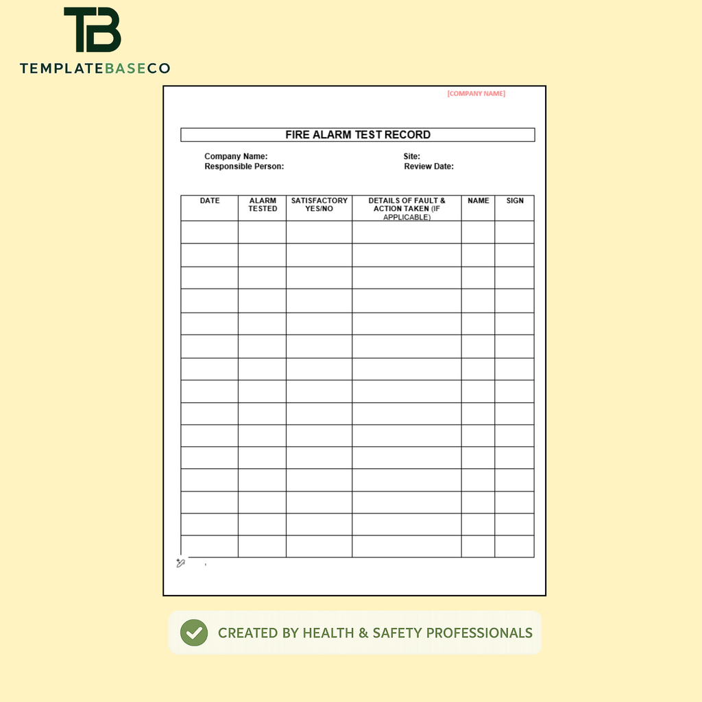 Fire Safety Drill Template