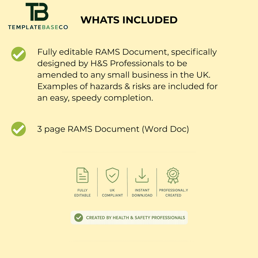 RAMS - Risk Assessment Method Statement Template
